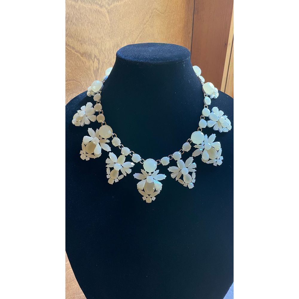J.Crew Stacked Rhinestone Crystal Cluster Fan Enamel Statement Necklace